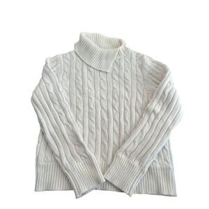 Liz Claiborne Women’s Cream Lizsport Cable Knit Pullover Sweater Size Large